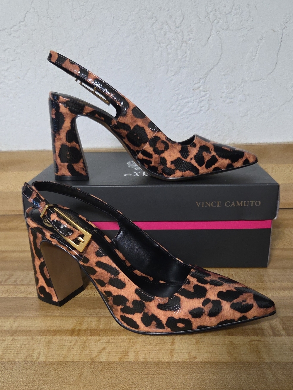 NWT "Vince Camuto" VP-ANDERS Leopard Naplack Slingback Shoes 6.5, 8, 9.5 or 10